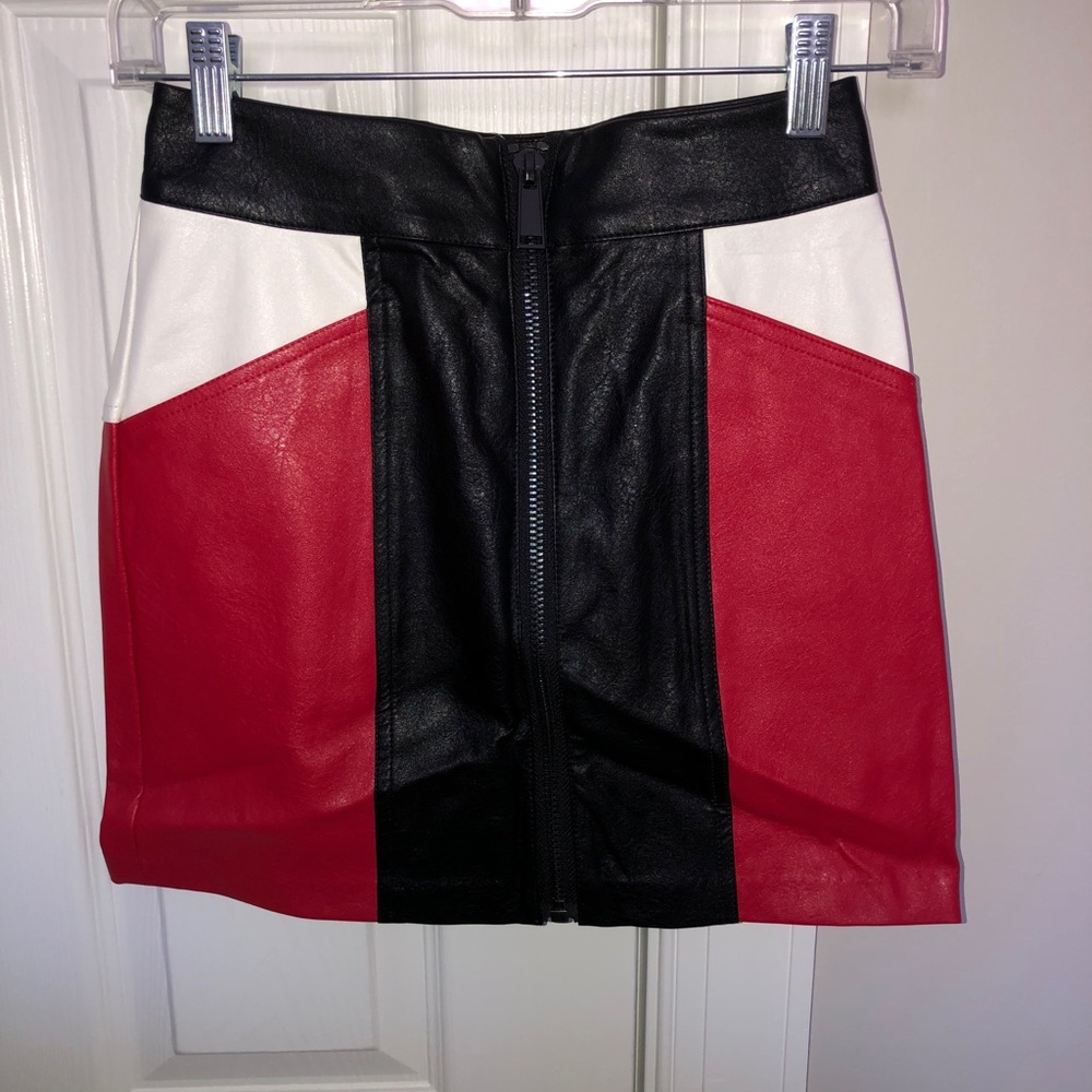 Leather mini skirt